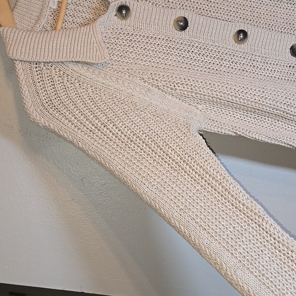 Garnet Hill Isle Linen Cotton Relax Fit Knit Collared Button Front Cardigan NWOT - Picture 7 of 14